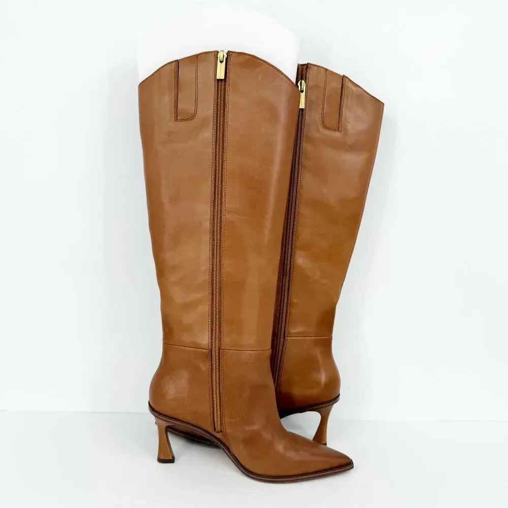 Vince Camuto Womens Emily Knee High Boots Size 6.5 M Wide Calf Brown Leather EUC